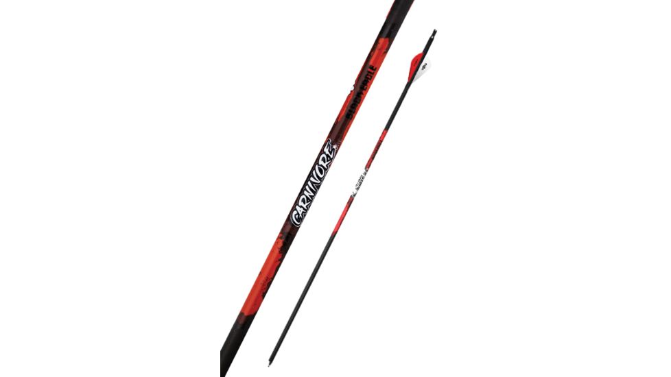 Black Eagle Arrows Carnivore Ultra-Lightweight Fletched Arrow - .003in 6 Pack, Black/Red/White, 30-50 lb draw weight CARN-30-50-FLETCHED-0004