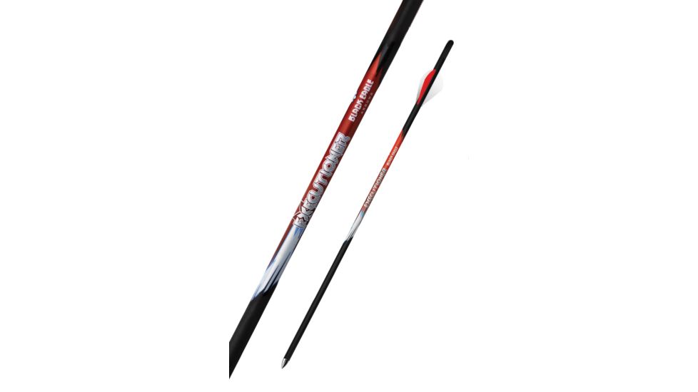 Black Eagle Arrows Executioner Crossbow Fletched 18in Arrows - 2in Vanes - .003in 6 Pack - 18in - 2in Bohning Blazer Vane, Black, White, Red, 18in EXEC-FLETCHED-2VANE-0002