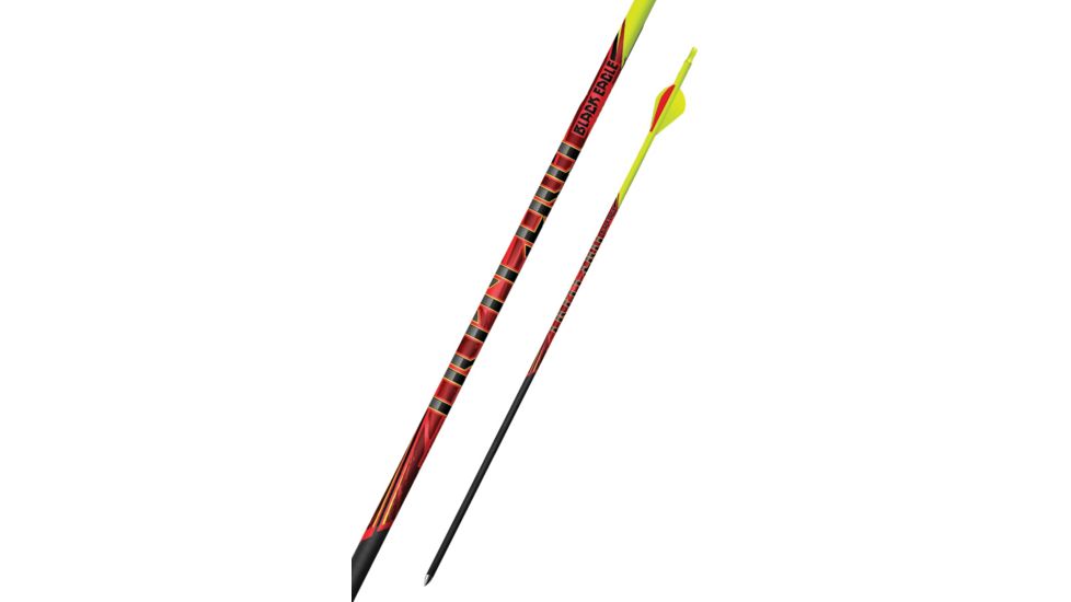 Black Eagle Arrows Outlaw Fletched Crested Arrows - .005in 6 Pack - 400 - Fluorescent Yellow Crested, Black, Yellow, Red, 400 Spine Outl-Crested-0015