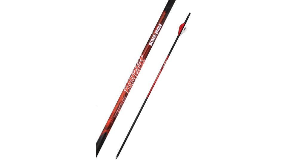 Black Eagle Arrows Rampage Fletched Arrows - .003in 6 Pack - 250, Black, White, Red, 250 Spine Ramp-Fletched-0014