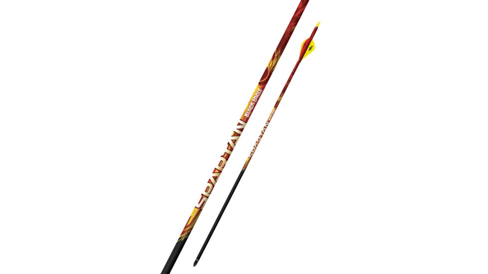 Black Eagle Arrows Spartan Fletched Arrows - .003in 6 Pack - 300, Black, Yellow, Red, 300 Spine Spart-Fletched-0013