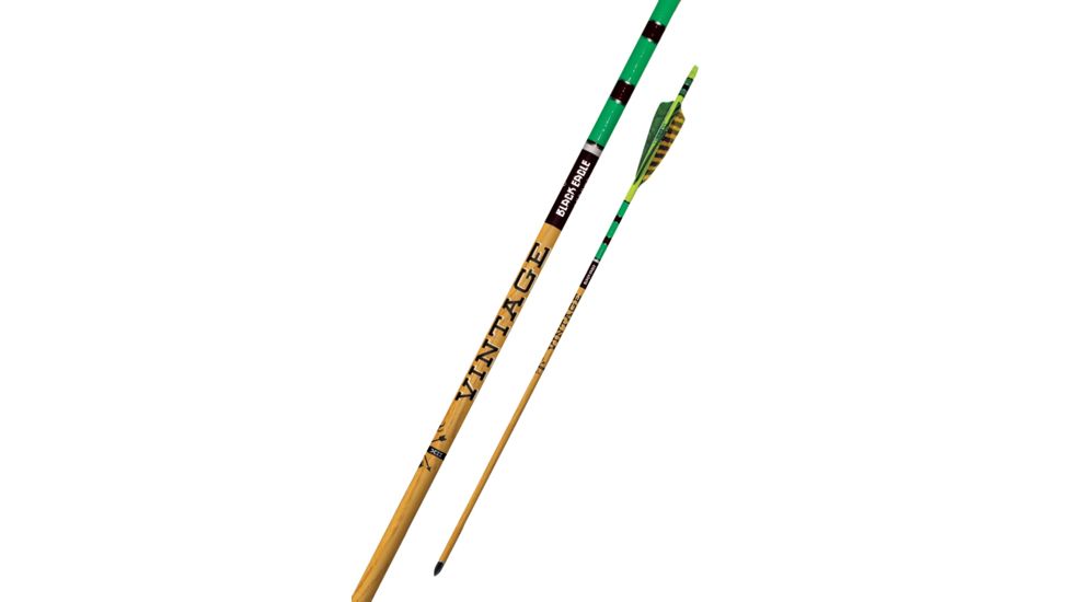 Black Eagle Arrows Vintage Crested Feathers Green and Yellow - .005in 6 Pack - 350, Wood, Green, Yellow, 350 Spine Vintage-Crested-G-Y-0001