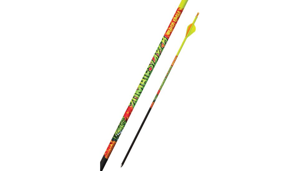 Black Eagle Arrows Zombie Slayer Crested Arrows - .003in 6 Pack - 350, Black, Yellow, Orange, 350 Spine Zomb-Crested-Fletch-0014