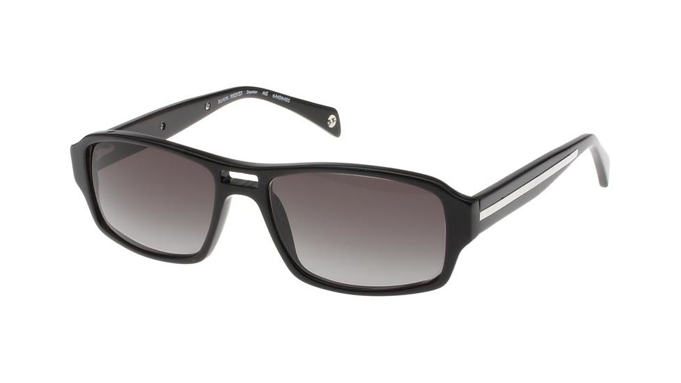 Black Forever 621 Sunglasses - Shiny Black Frames-Silver Trim-Grey Gradient Lenses