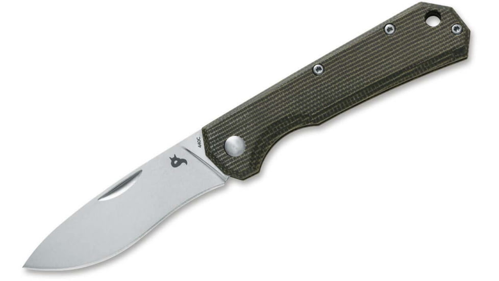 Black Fox Ciol Folding Knife, 2.76in, 440C, Micarta Green Handle, 01FX891