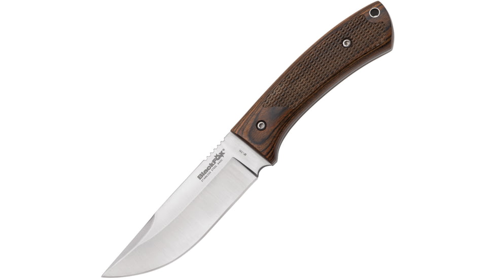 Black Fox Companion Fixed Blade Knife, 4.25 satin finish 440C stainless blade, Brown checkered pakkawood handle, 02FX728