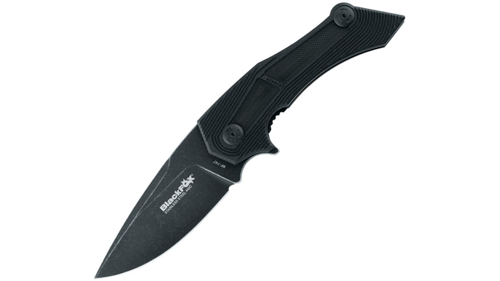 Black Fox Munin Linerlock Black Folding Knife, 3.25 black stonewash finish 440C stainless blade, Black G10 handle, 01FX860