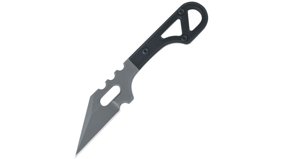 Black Fox Spike Fixed Blade Knife, 1.63 gray finish 440C stainless Wharncliffe blade, Black G10 handle, 02FX172