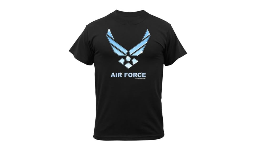 Black Ink Black Air Force T-Shirt, Mens, Black, Small, 80255-513