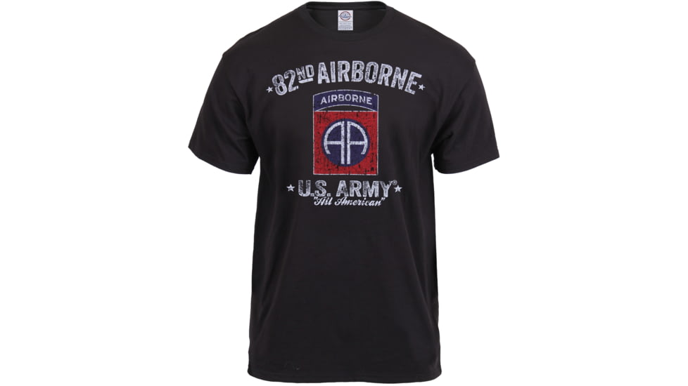 Black Ink Distressed 82nd Airborne T-Shirt, Mens, Black, Large, 80348-839