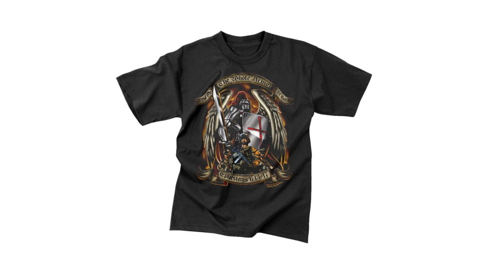 Black Ink Put On The Whole Armor Of God T-Shirt, Mens, Black, Small, 80435