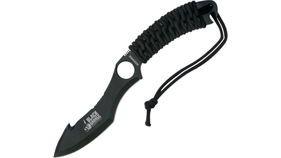 Black Legion Fixed Blade Knife w/ Bottle Opener, 5.375in, Skeletonized Handle BV138