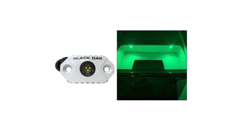 Black Oak LED Rock Accent LED Light, White Housing, Green, MAL-G