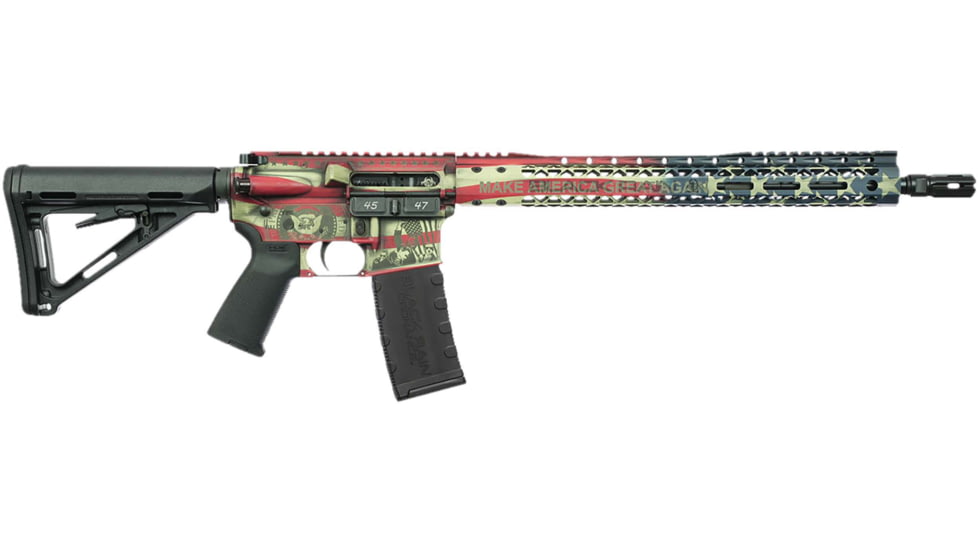 Black Rain Ordnance Trump Custom Patriot Rifle, 5.56x45mm NATO, 16 inch Barrel, 30 Round Magazine, Black, BRO24123101AMGLAG-FRRMPG