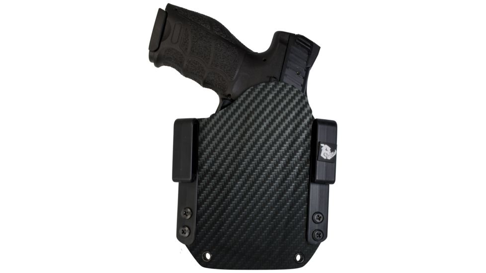 Black Rhino Concealment Tactical Carrier OWB Holster System w/ Light Holster - FN, Model FNS 9 Compact, Left Handed Shooter, Cant 0 Degrees, Carbon Fiber Black, 191204306118