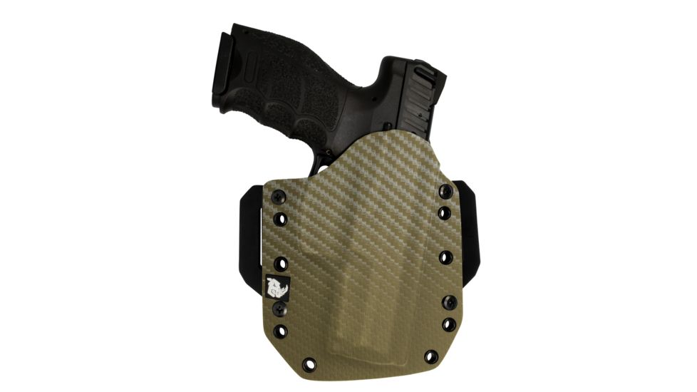 Black Rhino Concealment Tactical Carrier OWB Holster System w/ Light Holster - FN, Model FNS 9 Compact, Left Handed Shooter, Cant 0 Degrees, Carbon Fiber FDE, 191204306132