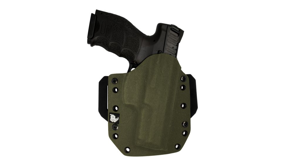 Black Rhino Concealment Tactical Carrier OWB Holster System w/ Light Holster - FN, Model FNS 9 Compact, Left Handed Shooter, Cant 0 Degrees, Olive Drab, 191204306293
