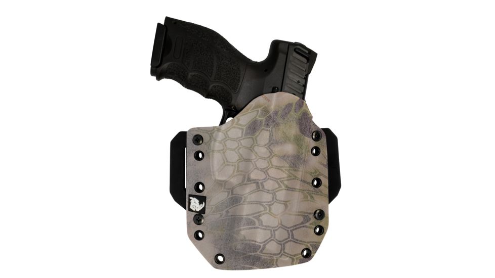 Black Rhino Concealment Tactical Carrier OWB Holster System w/ Light Holster - FN, Model FNS 9 Compact, Left Handed Shooter, Cant 0 Degrees, Kryptek Highlander, 191204306217