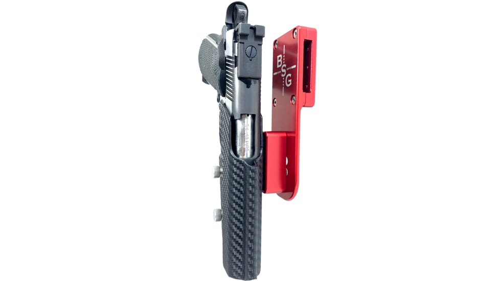 Black Scorpion Outdoor Gear 1911 5in Pro Heavy Duty Competition Holster, Left Hand, Red Shell / Carbon Fiber, HCD2-USPSABS-1911CFLH