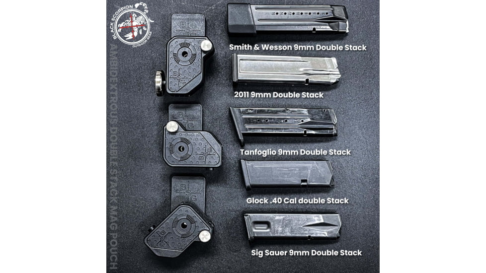 Black Scorpion Outdoor Gear Ambidextrous Double Stack Magazine Pouch, Ambidextrous, Black, MP08-3333-01BK