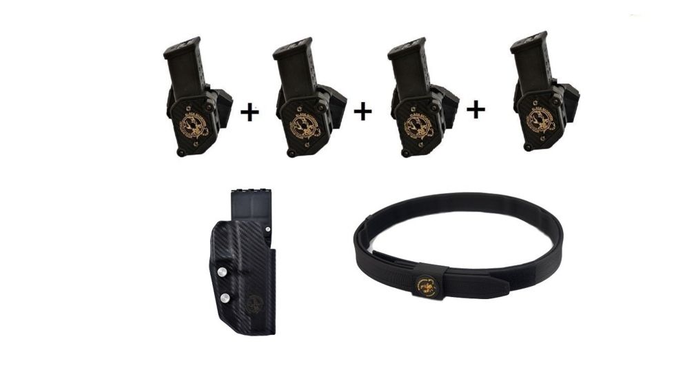 Black Scorpion Outdoor Gear COMBO Grand Master Production USPSA 4 Storm I Pouches, Holster GL34 USPSA, 1 Belt, Extra Large, Black, CO06-MP01H04GL34CF-BTXLBK