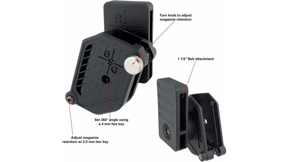 Black Scorpion Outdoor Gear Competition OWB Belt Pistol Magazine Pouch, RH, 2XL,  Black, CO17-BTXXLBK-MPGMBK-HO2011BK