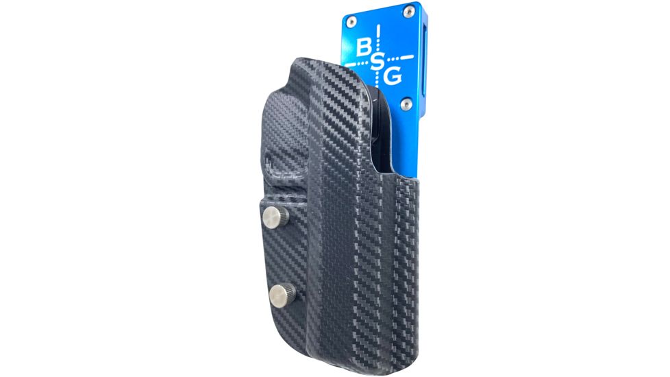 Black Scorpion Outdoor Gear Pro Heavy Duty Competition Holster, Right Hand, M1911, 5in Barrel, 1.5 - 1.75in Belts, Kydex/ 6066 Aluminum, Carbon Fiber/Blue, HCD3-USPSABS-1911CFRH