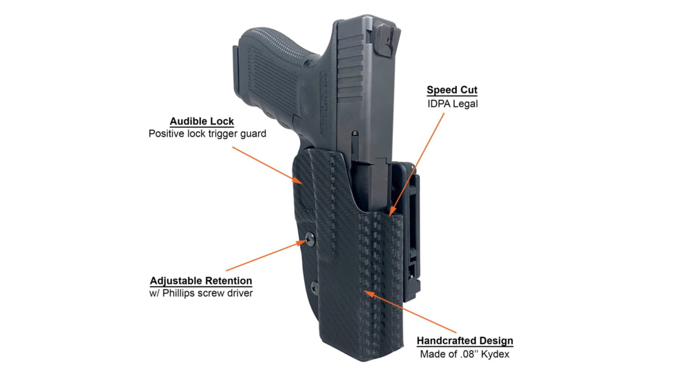 Black Scorpion Outdoor Gear Pro IDPA Competition Holster, Right Hand, CZ Shadow 2, 4.89in Barrel, 1.5 - 1.75in Belts, Kydex, Carbon Fiber, HC03-IDPA-SHADOWIICFRH