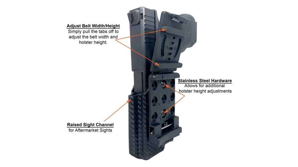 Black Scorpion Outdoor Gear Pro IDPA Competition Holster, Right Hand, CZ Shadow 2, 4.89in Barrel, 1.5 - 1.75in Belts, Kydex, Carbon Fiber, HC03-IDPA-SHADOWIICFRH