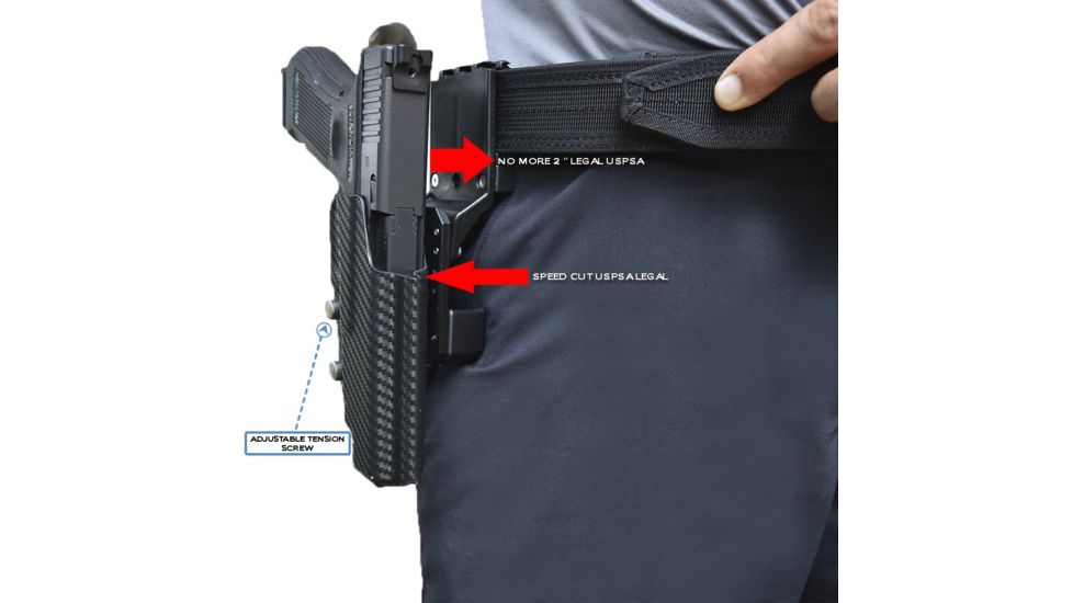 Black Scorpion Outdoor Gear Pro USPSA Competition Holster, Right Hand, CZ Shadow 2, 4.89in Barrel, 1.5 - 1.75in Belts, Kydex, Carbon Fiber, HC04-USPSA-SHADOWIICFRH
