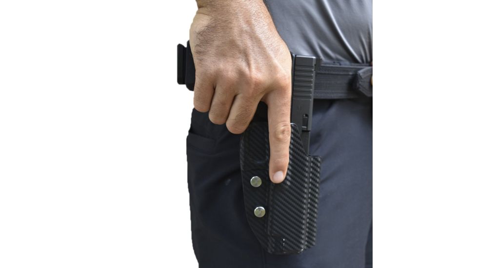 Black Scorpion Outdoor Gear Pro USPSA Competition Holster, Right Hand, SIG Sauer P320, 3.9 - 5in Barrel, 1.5 - 1.75in Belts, Kydex, Carbon Fiber, HC04-USPSA-P320X5CFRH