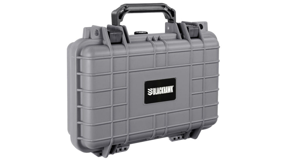 BlackHawk 11.6in Waterproof Hard Single Gun Case with Foam, Gray, Compact, BH00010-GRA
