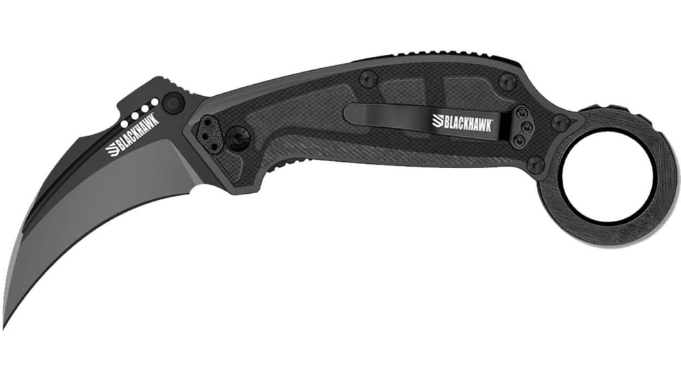 BlackHawk Garra 3 Foldeing Knife, 2.25in, D2 Tool Steel, Karambit, G10 Handle, Black, BH15G3201BK