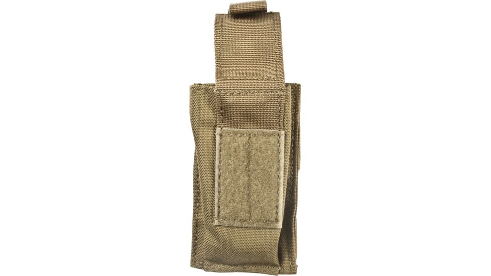 Blackhawk S.T.R.I.K.E. Single Pistol Magazine Pouch w/TalonFlex &amp; Speed Clips, Coyote Tan, 38CL08CT