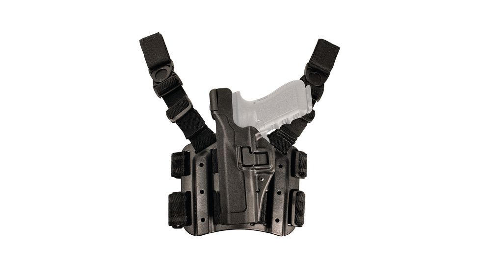 BlackHawk SERPA Tactical Level 3 Thigh Holster, Smith &amp; Wesson Model 5946, Left Hand, Matte, Black, 430610BK-L