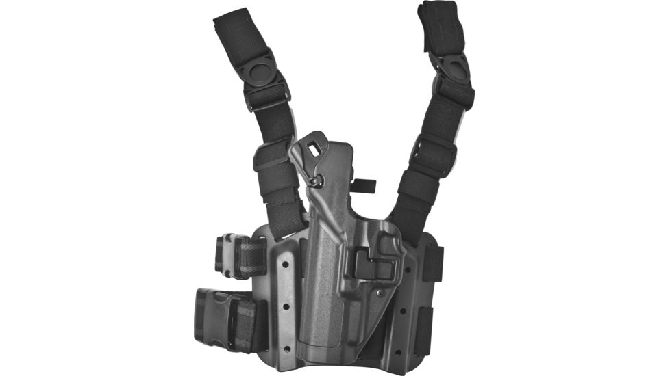 BlackHawk SERPA Tactical Level 3 Thigh Holster, Springfield Armory XD/Springfield Armory XD-M, Left Hand, Matte, Black, 430607BK-L