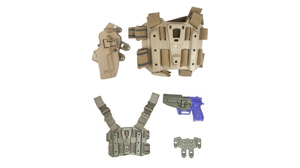 BlackHawk S.T.R.I.K.E. SERPA Combo Kit - Shoulder &amp; Drop-Leg Holster for Beretta M9/92/96 ONLY, Coyote Tan, Foliage Green