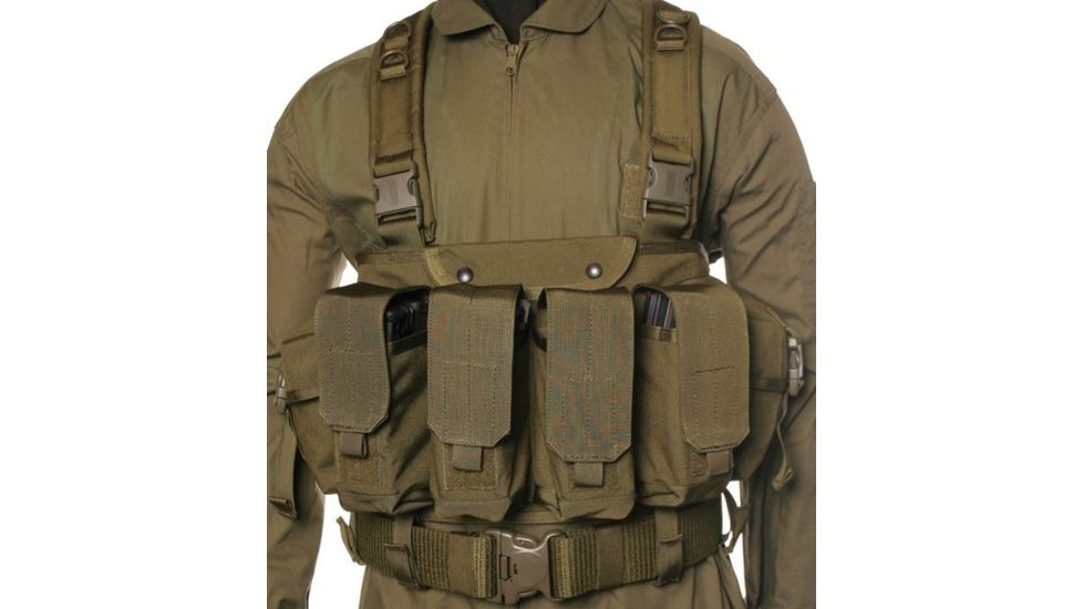BlackHawk Tactical Commando Chest Harness, AK-47, M-16, and M-1 Magazines, Olive Drab, 55CO00OD