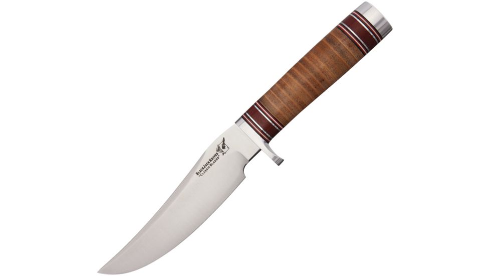 Blackjack Classic Fixed Blade Knife, 6in, A2 Tool Steel, Brushed, Stacked Leather Handle BCB127L