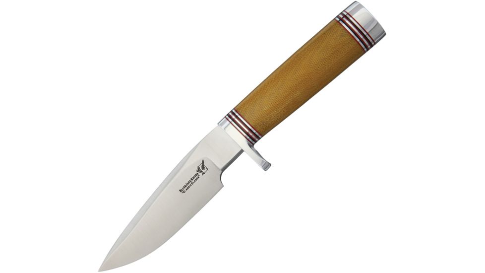 Blackjack Classic Model 124 Natural Canv Fixed Blade Knife, 7in, A2 Tool Steel, Drop Point, Natural, Canvas Micarta Handle BCB124NM