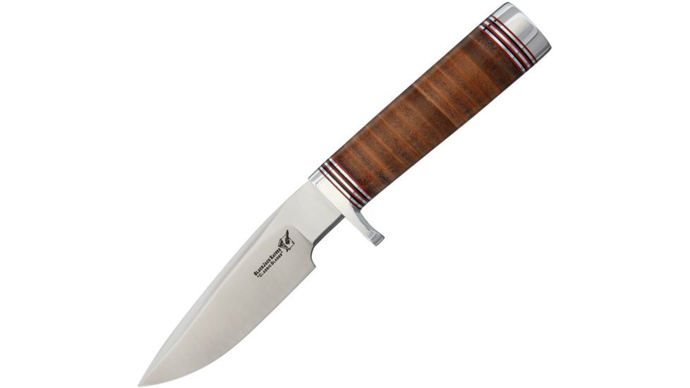 Blackjack Classic Model 124 Stacked Fixed Blade Knife, 7in, A2 Tool Steel, Drop Point, Stacked Leather Handle BCB124L