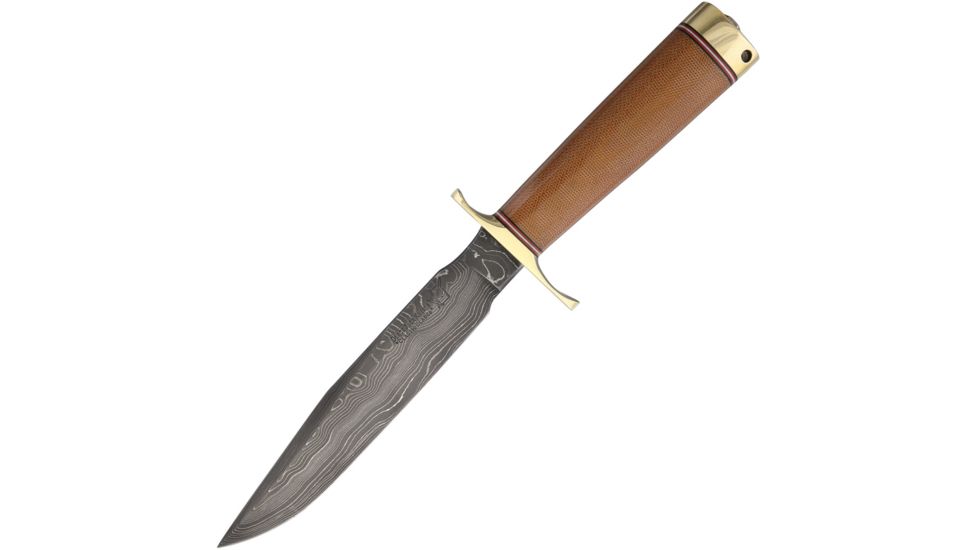 Blackjack Classic Model 7 Damascus Fixed Blade Knife, 6.75in, Damascus Steel, Standard Edge, Natural, Canvas Micarta Handle BCB7DMNC