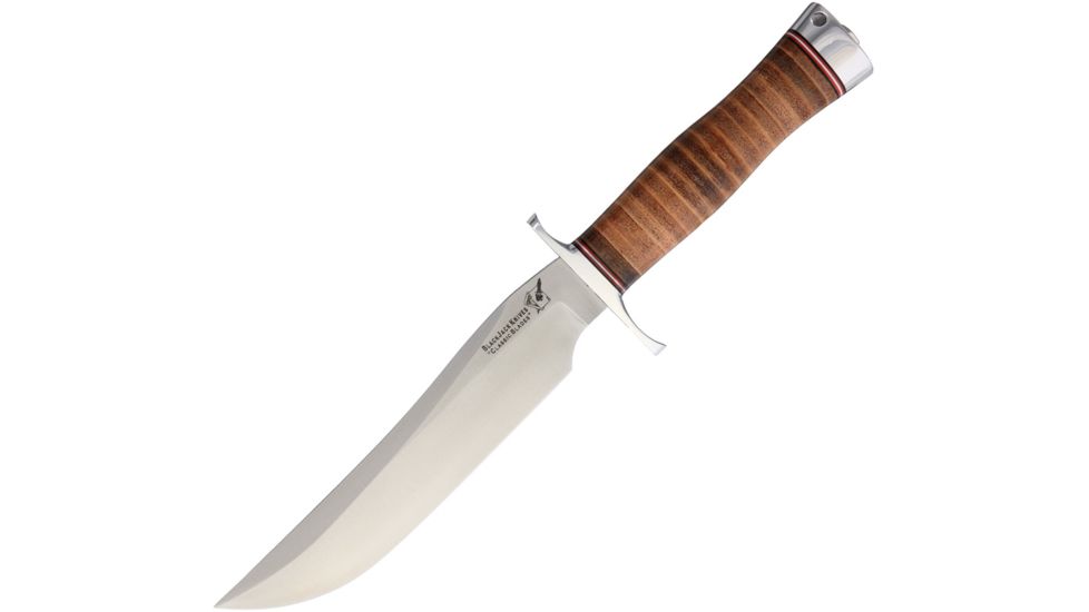 Blackjack Model 3 Fighter Commando Fixed Blade Knife, 7in, A2 Tool Steel, Standard Edge, Satin, Stacked Leather Handle BCB37SLCOM