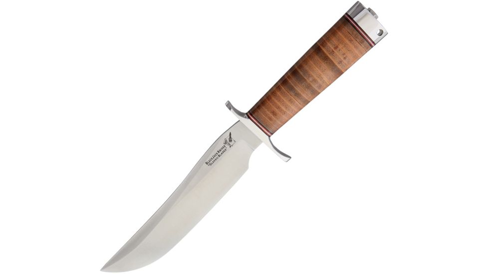Blackjack Model #3 Fighter Stacked Fixed Blade Knife, 7in, A2 Tool Steel, Standard Edge, Satin, Brown, Leather Handle BCB37L