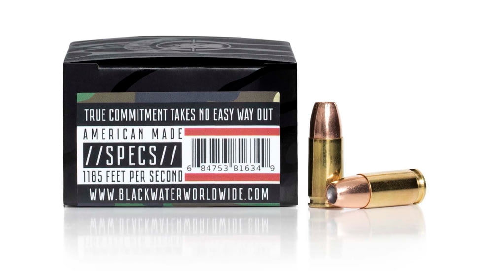 Blackwater Ammunition Defense Grade 9mm 9mm 115 Grain Jacketed Hollow Point Brass Cased Centerfire Pistol Ammo, 20 Round, BWA-5007