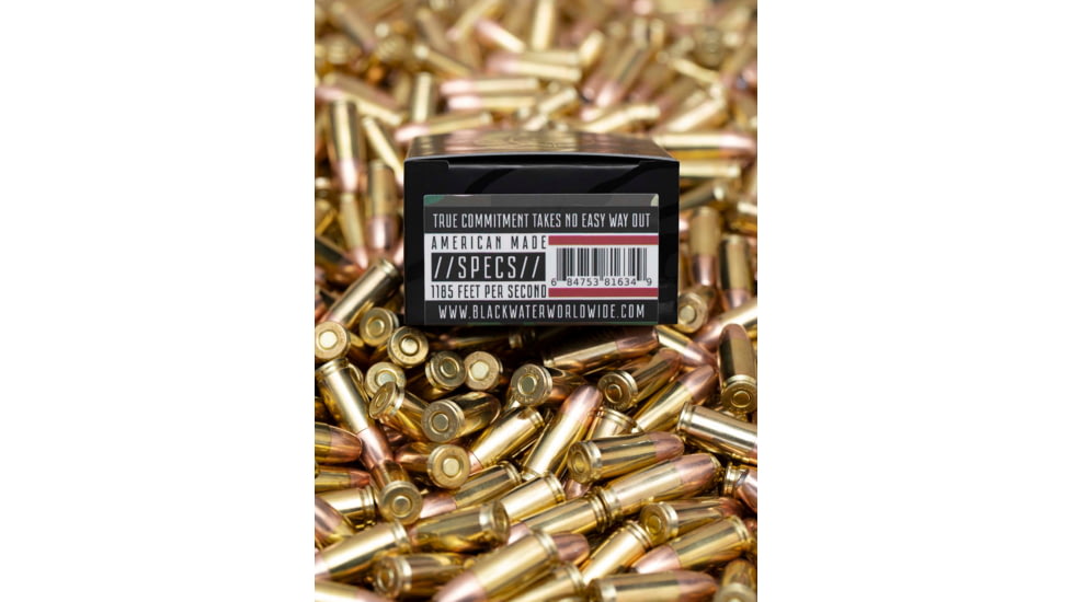 Blackwater Ammunition Defense Grade 9mm 9mm 115 Grain Jacketed Hollow Point Brass Cased Centerfire Pistol Ammo, 20 Round, BWA-5007