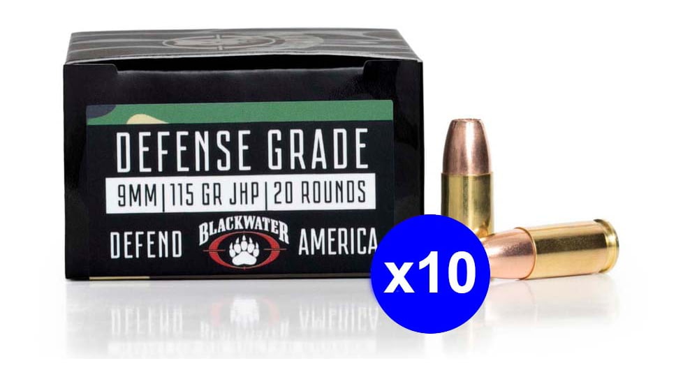 Blackwater Ammunition Defense Grade 9mm 9mm 115 Grain Jacketed Hollow Point Brass Cased Centerfire Pistol Ammo
