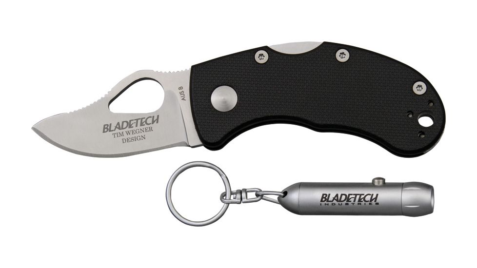 Blade Tech Mouse Lite Black Folding Knife, 1.875in, Stainless Blade w/ Thumb Slot, Black Fiberglass Reinforced Nylon Handle BT04PEBK