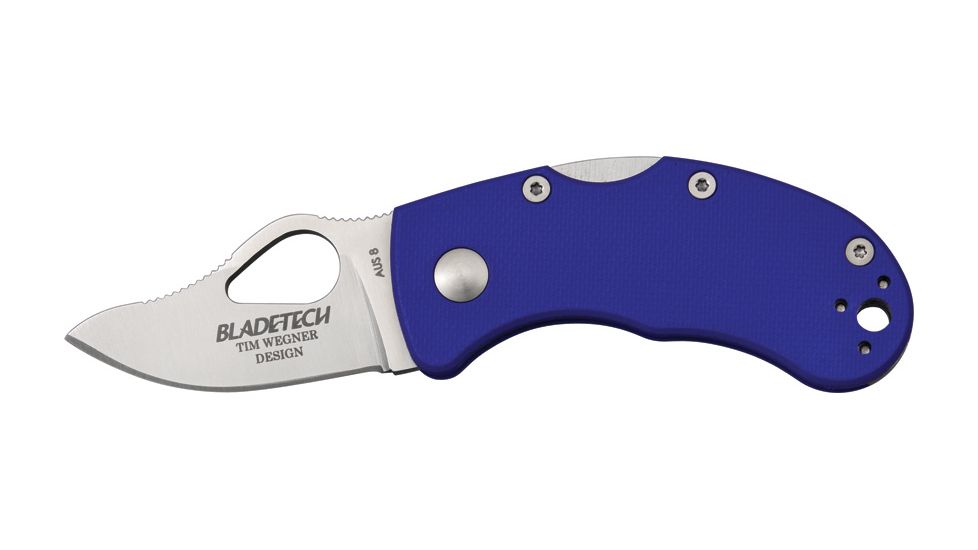 Blade Tech Mouse Lite Blue Folding Knife, 1.875in, Stainless Blade w/ Thumb Slot, Blue Fiberglass Reinforced Nylon Handle BT04PEBL