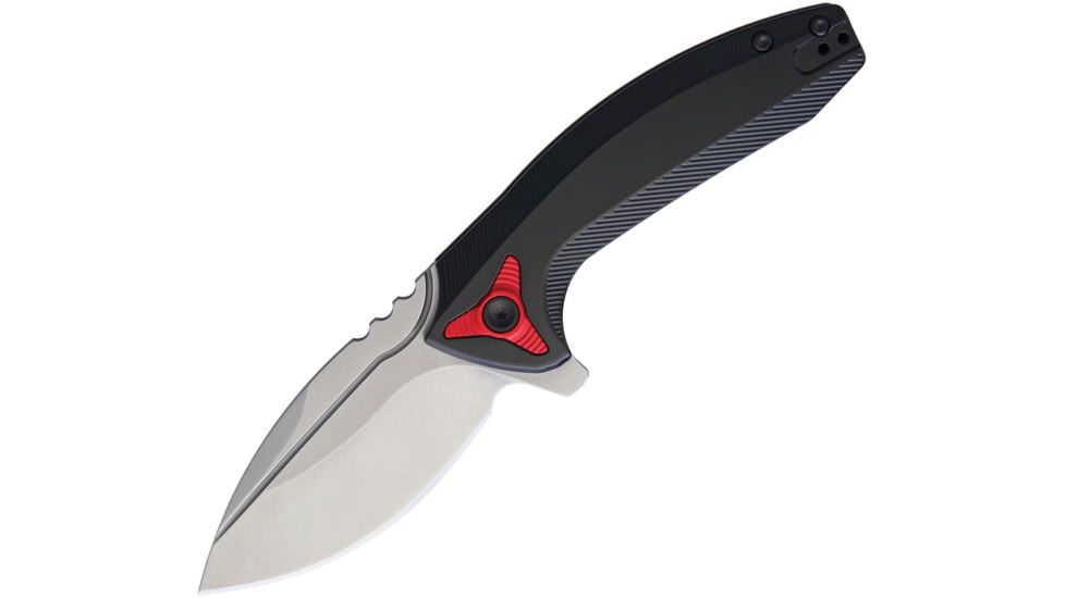 Bladerunners Systems Apache Framelock Folding Knife, 3in Stonewash SS Blade, Black Aluminum Handle, Pocket Clip, Black Synthetic Zippered Storage Case, APACHEBK